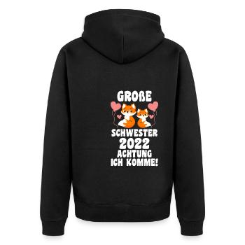 Schwestern Fuchs grosse Schwester Fuchs Geschenk - Unisex Premium Bio Zip Hoodie - Schwarz - Hinten - Nico (187cm)