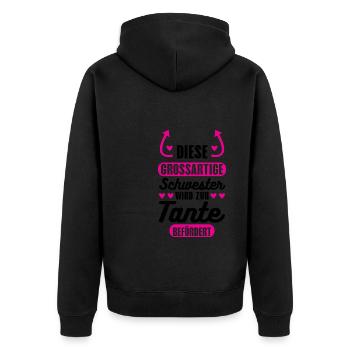 Tante Familie Schwester Geschenk - Unisex Premium Bio Zip Hoodie - Schwarz - Hinten - Nico (187cm)