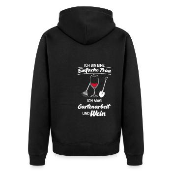 Wein Garten Gärtner Geschenk - Unisex Premium Bio Zip Hoodie - Schwarz - Hinten - Nico (187cm)