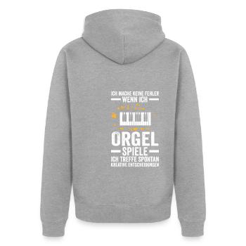 Orgel Musik Pfeifenorgel Geschenk - Unisex Premium Bio Zip Hoodie - Grau meliert - Hinten - Nico (187cm)