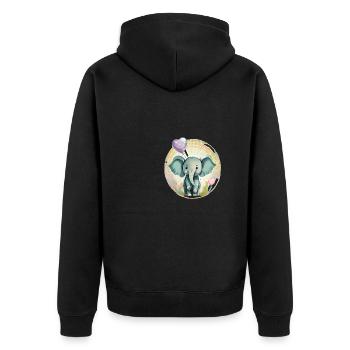 Baby Elefant mit Luftballon - Geschenkidee - Unisex Premium Bio Zip Hoodie - Schwarz - Hinten - Nico (187cm)