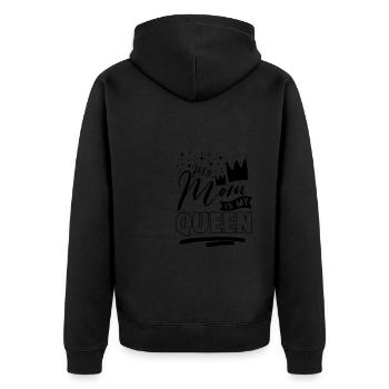My Mom is My Queen - Unisex Premium Bio Zip Hoodie - Schwarz - Hinten - Nico (187cm)