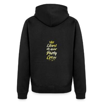 Lloret De Mar Party Crew Krone - Unisex Premium Bio Zip Hoodie - Schwarz - Hinten - Nico (187cm)
