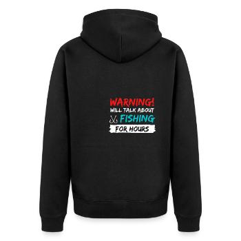 fishing fish rod gift idea fishing saying - Unisex Premium Organic Zip Hoodie - black - Back - Nico (187cm)