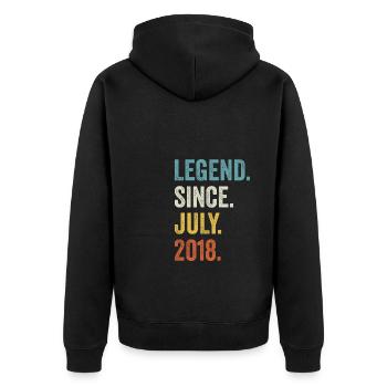 Legend Since July 2018 4. Geburtstag - Unisex Premium Bio Zip Hoodie - Schwarz - Hinten - Nico (187cm)