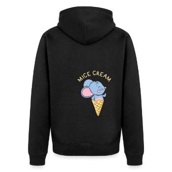 Mice Cream Mice Funny Animal Puns - Unisex Premium Organic Zip Hoodie - black - Back - Nico (187cm)