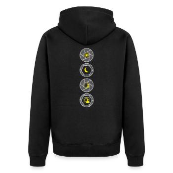 Profondeur de champ d'ouverture - Veste à capuche bio Premium Unisexe - noir - Dos - Nico (187cm)