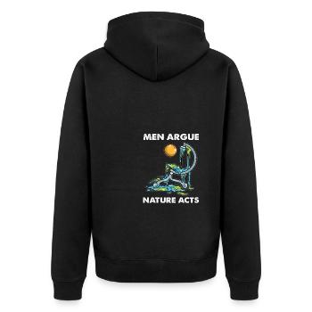 Männer argumentieren Natur Acts Globale Erwärmung - Unisex Premium Bio Zip Hoodie - Schwarz - Hinten - Nico (187cm)