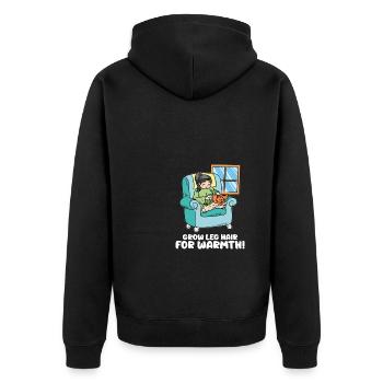 Grow Leg Hair for Warm Hairy Feminist - Unisex Premium Organic Zip Hoodie - black - Back - Nico (187cm)