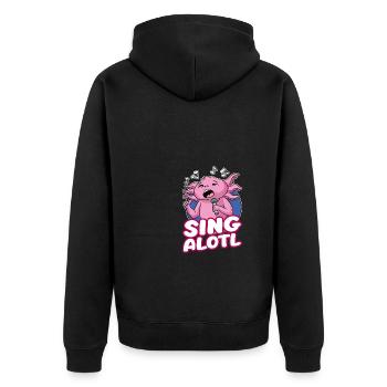Sing A Lotle Singing Axolotl Karaoke Fan Lover - Unisex Premium Organic Zip Hoodie - black - Back - Nico (187cm)