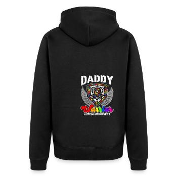 Autismus-Bewusstsein Krieger Daddy - Unisex Premium Bio Zip Hoodie - Schwarz - Hinten - Nico (187cm)