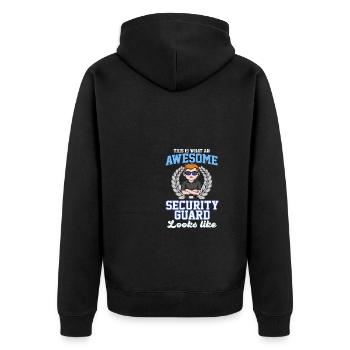 Fantastischer Wachmann - Unisex Premium Bio Zip Hoodie - Schwarz - Hinten - Nico (187cm)