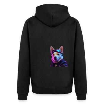 Antiheld der Unterwelt - Unisex Premium Bio Zip Hoodie - Schwarz - Hinten - Nico (187cm)