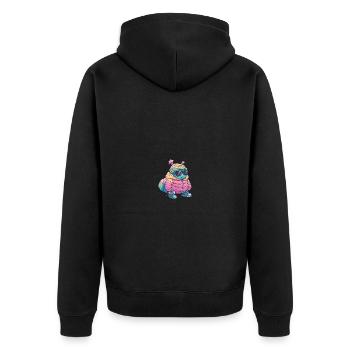 Wurm Winter - Unisex Premium Bio Zip Hoodie - Schwarz - Hinten - Nico (187cm)