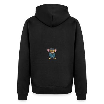 Maus Winter Comic - Unisex Premium Bio Zip Hoodie - Schwarz - Hinten - Nico (187cm)