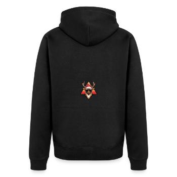 Hirsch Weihnachten Cool - Unisex Premium Bio Zip Hoodie - Schwarz - Hinten - Nico (187cm)