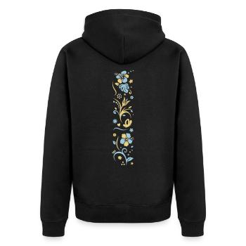 SPRING FRÜHLINGS BLÜMCHEN - Unisex Premium Bio Zip Hoodie - Schwarz - Hinten - Nico (187cm)