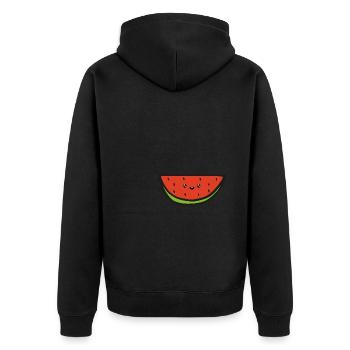 Wassermelone - Unisex Premium Bio Zip Hoodie - Schwarz - Hinten - Nico (187cm)