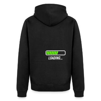 Ladebalken - Unisex Premium Bio Zip Hoodie - Schwarz - Hinten - Nico (187cm)