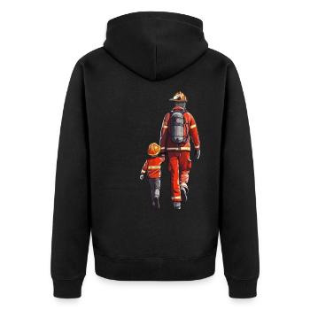Papa pompier sauveteur - Veste à capuche bio Premium Unisexe - noir - Dos - Nico (187cm)