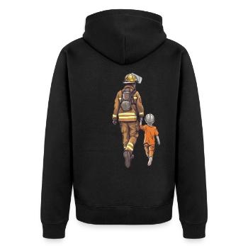 Papa Héros Pompier Pompier Brave - Veste à capuche bio Premium Unisexe - noir - Dos - Nico (187cm)