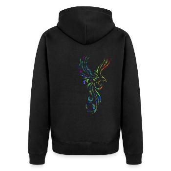 Tattoo Vogel marmoriert 1 - Unisex Premium Bio Zip Hoodie - Schwarz - Hinten - Nico (187cm)