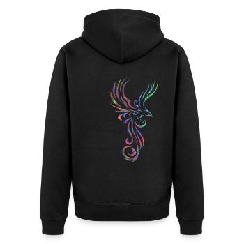 Tattoo Vogel marmoriert 3 - Unisex Premium Bio Zip Hoodie - Schwarz - Hinten - Nico (187cm)