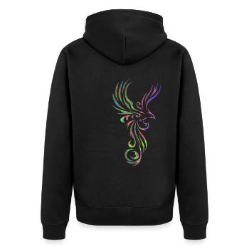 Tattoo Vogel marmoriert 2 - Unisex Premium Bio Zip Hoodie - Schwarz - Hinten - Nico (187cm)
