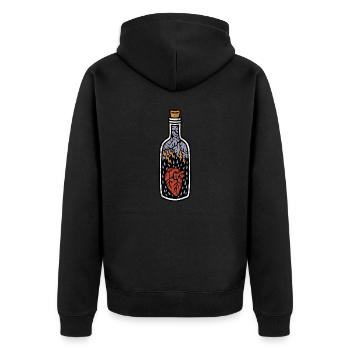 Tattoo style design bottle with heart - Unisex Premium Organic Zip Hoodie - black - Back - Nico (187cm)