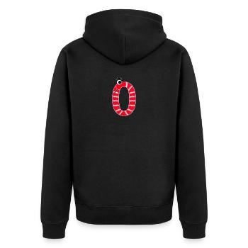 Zahl 0 Schlange rot Kinder - Unisex Premium Bio Zip Hoodie - Schwarz - Hinten - Nico (187cm)