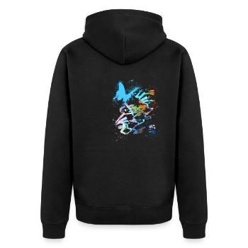 art,butterfly,graffiti,colorful,blue,painting - Unisex Premium Organic Zip Hoodie - black - Back - Nico (187cm)