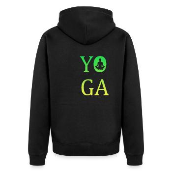Yoga - Unisex Premium Bio Zip Hoodie - Schwarz - Hinten - Nico (187cm)