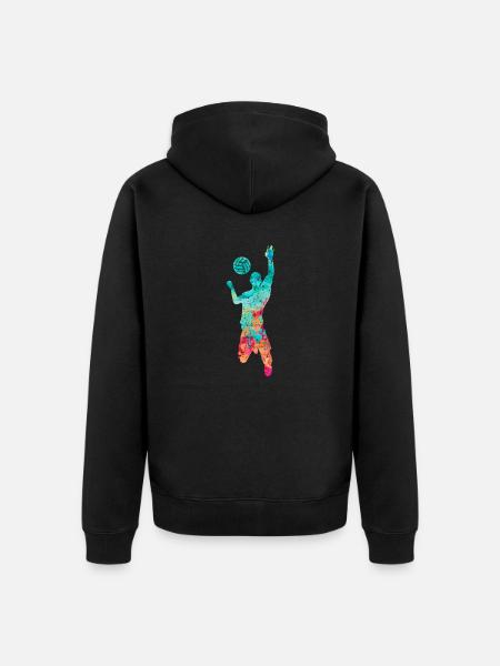 Volleyball Schmettern PopArt - Unisex Premium Bio Zip Hoodie - Schwarz