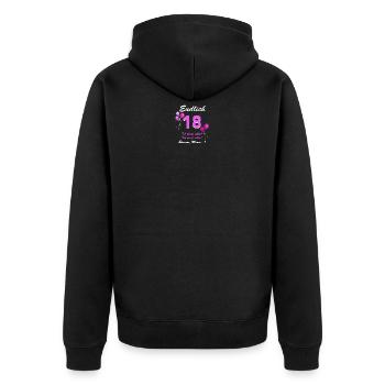 Endlich 18 Ich Kann Alles - Unisex Premium Bio Zip Hoodie - Schwarz - Hinten - Nico (187cm)