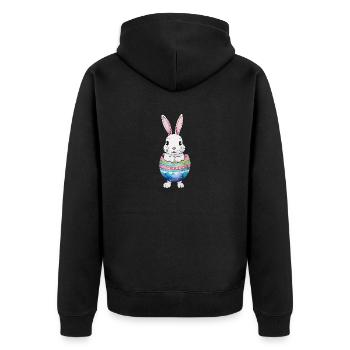 Osterhase Ostern Wasserfarben - Unisex Premium Bio Zip Hoodie - Schwarz - Hinten - Nico (187cm)