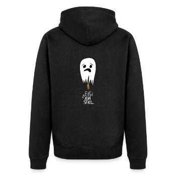Geist am Stiel - Gespenst Geist Wortspiel - Unisex Premium Bio Zip Hoodie - Schwarz - Hinten - Nico (187cm)