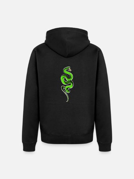 Green Snake - Unisex Premium Organic Zip Hoodie - black