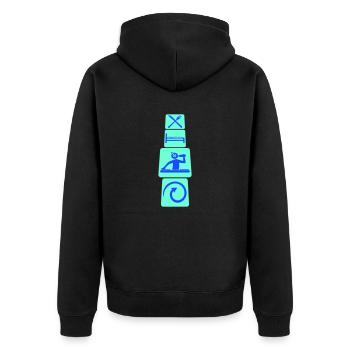 food, sleep, club, techno, music, party, repeat - Unisex Premium Organic Zip Hoodie - black - Back - Nico (187cm)