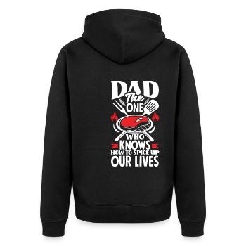Dad Who Knows How To Spice Up Our Lives Father's - Unisex Premium Organic Zip Hoodie - black - Back - Nico (187cm)