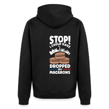 Arrêter! J’aurais pu laisser tomber mes macarons - Veste à capuche bio Premium Unisexe - noir - Dos - Nico (187cm)