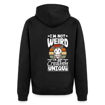 I'm not weird, I'm just creatively unique - Unisex Premium Organic Zip Hoodie - black - Back - Nico (187cm)