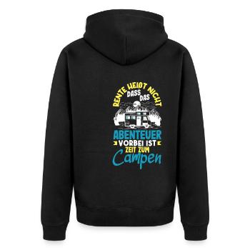 Rente heißt Zeit zum Campen - Unisex Premium Bio Zip Hoodie - Schwarz - Hinten - Nico (187cm)