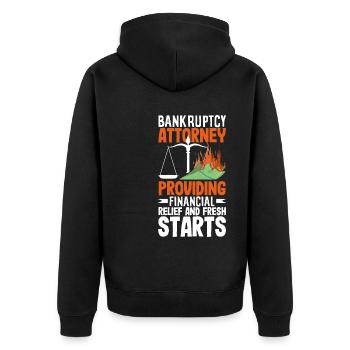 Avocat en faillite: fournir un soulagement financier - Veste à capuche bio Premium Unisexe - noir - Dos - Nico (187cm)