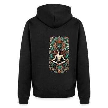 Modern Ayahuasca Spiritual - Unisex Premium Bio Zip Hoodie - Schwarz - Hinten - Nico (187cm)
