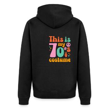 Das ist mein 70er Jahre Kostüm - Unisex Premium Bio Zip Hoodie - Schwarz - Hinten - Nico (187cm)