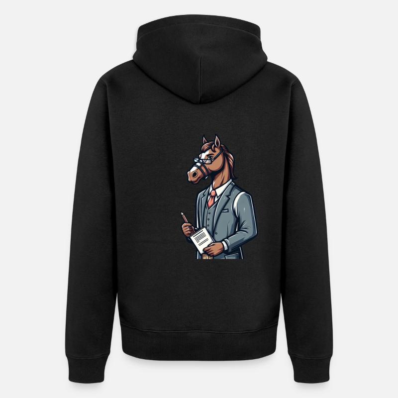 Professeur de cheval mignon - Veste à capuche bio Premium Unisexe - noir