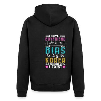 Funny K-Pop Lover K-Drama Korean - Unisex Premium Bio Zip Hoodie - Schwarz - Hinten - Nico (187cm)