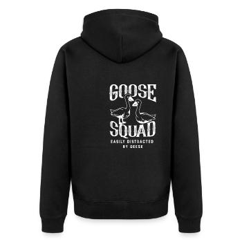 Goose Squad, dicton ironique, mignon, oies - Veste à capuche bio Premium Unisexe - noir - Dos - Nico (187cm)