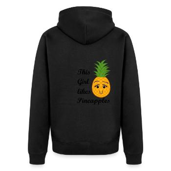 Une fille aime les ananas, les fruits tropicaux - Veste à capuche bio Premium Unisexe - noir - Dos - Nico (187cm)