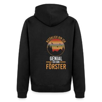 Waldarbeiter Holzfäller Waldarbeit Förster - Unisex Premium Bio Zip Hoodie - Schwarz - Hinten - Nico (187cm)
